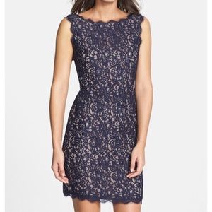 Adrianna Papell boatneck lace sheath dress